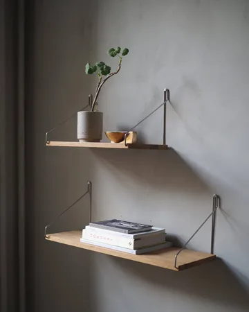Półka ścienna Single Shelf - Dąb-stal nierdzewna, 60x20 cm - FRAMA