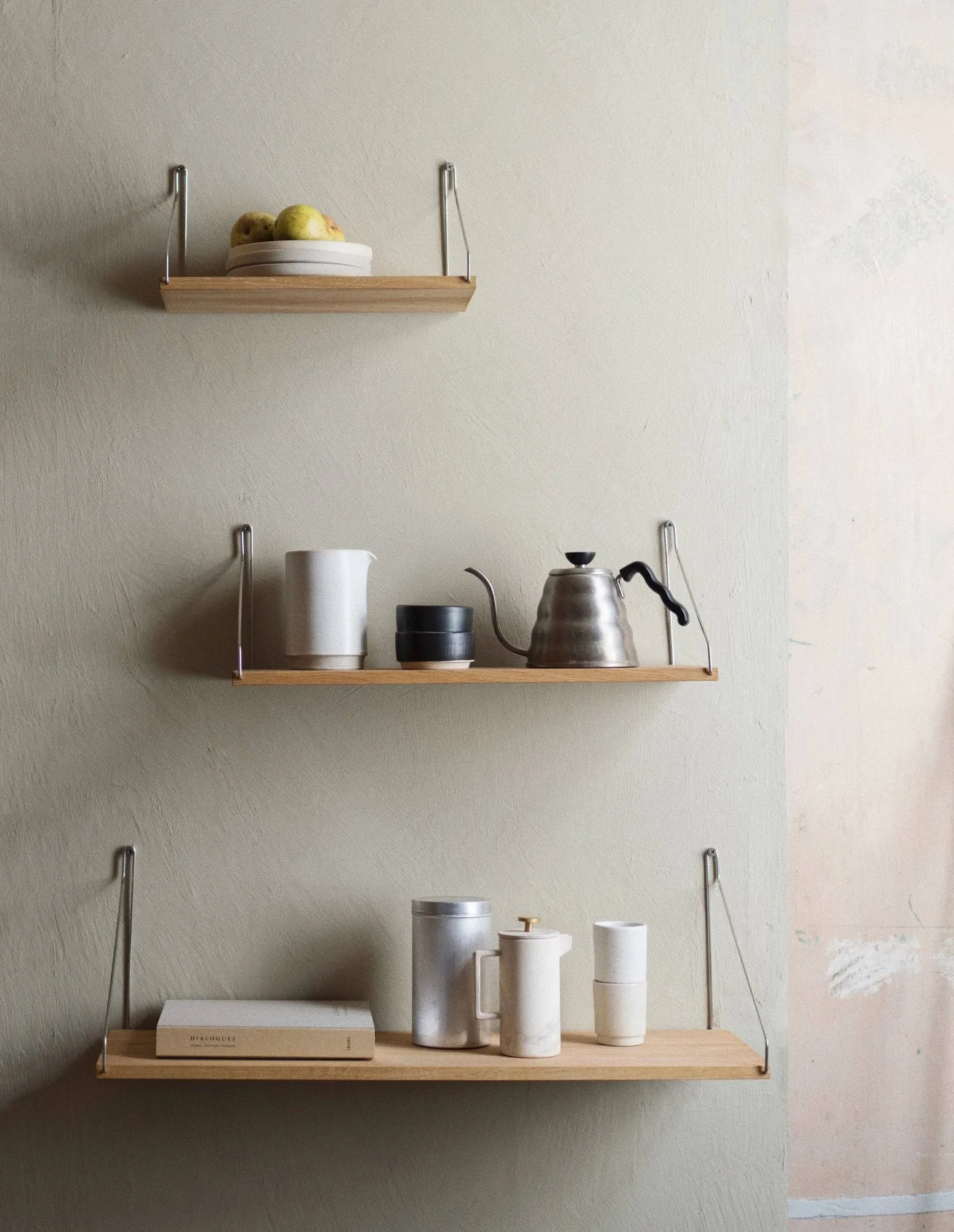 Półka ścienna Single Shelf, Dąb-stal nierdzewna, 60x20 cm FRAMA