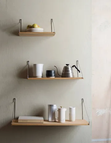 Półka ścienna Single Shelf - Dąb-stal nierdzewna, 60x20 cm - FRAMA