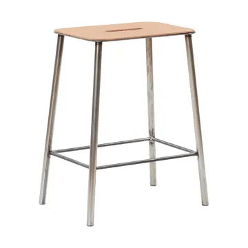Taboret Adam - Raw steel-natural leather, H:50 cm - FRAMA