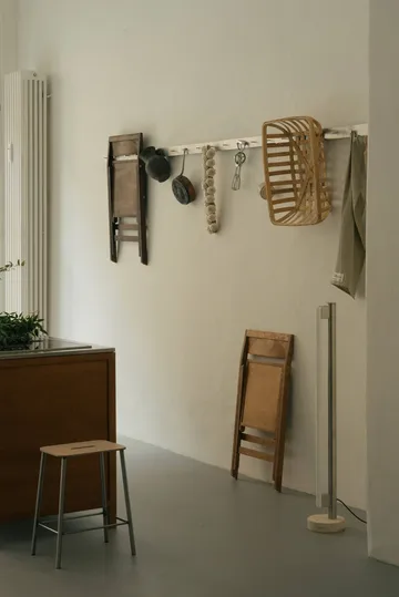 Taboret Adam - Raw steel-natural leather, H:65 cm - FRAMA