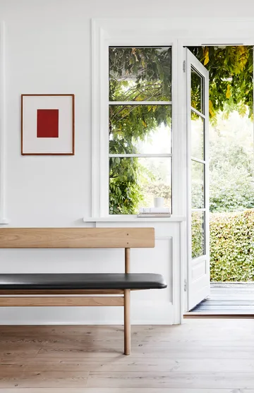 Ławka Mogensen 3171 - Dąb mydlany-czarna skóra Omni 301 - Fredericia Furniture