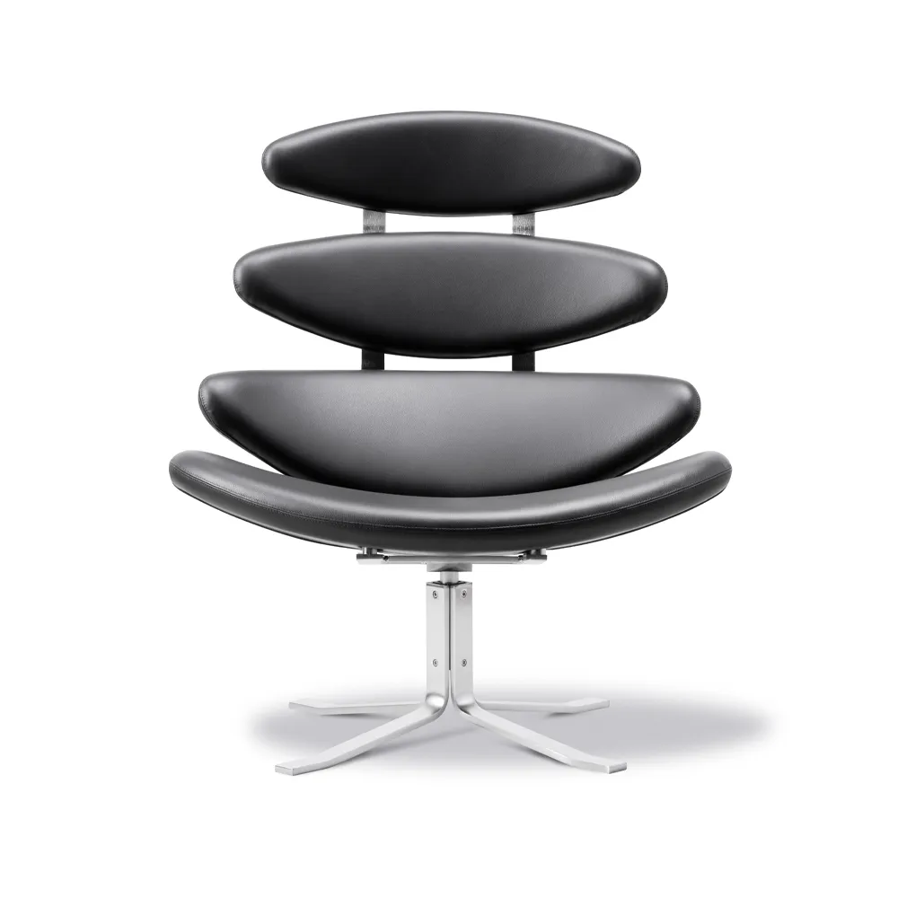 Fotel Corona, Skóra omni 301-stelaż chromowany Fredericia Furniture