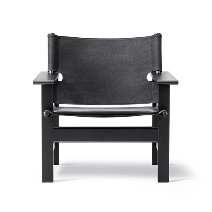 Fotel The Canvas Chair - Canvas czarny - dąb czarny lakierowany, w tym czarna poduszka skórzana - Fredericia Furniture