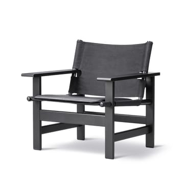 Fotel The Canvas Chair - Canvas czarny - dąb czarny lakierowany, w tym czarna poduszka skórzana - Fredericia Furniture
