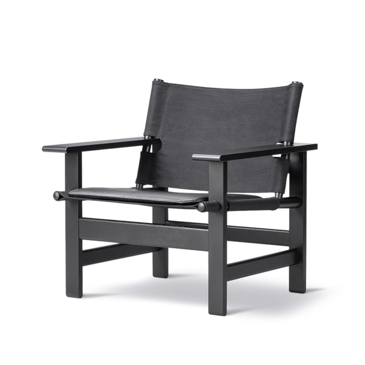 Fotel The Canvas Chair, Canvas czarny - dąb czarny lakierowany, w tym czarna poduszka skórzana Fredericia Furniture