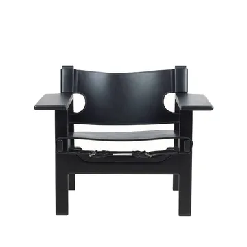 krzesło fotelowe The Spanish Chair - Skóra black - dąb czarny lakierowany - Fredericia Furniture