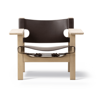 krzesło fotelowe The Spanish Chair - Skóra ciemnobrązowa - dąb natłuszczany mydłem - Fredericia Furniture