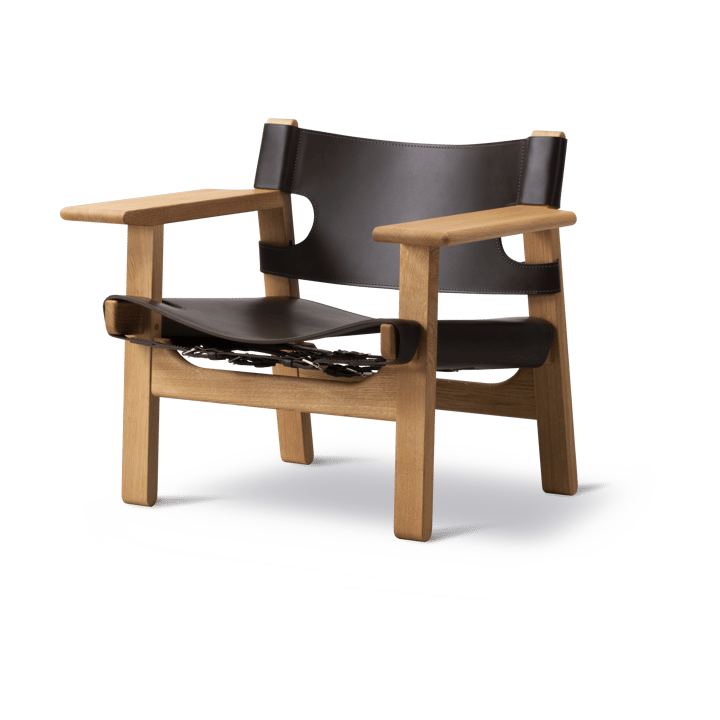 krzesło fotelowe The Spanish Chair - Skóra ciemnobrązowa - dąb olejowany - Fredericia Furniture