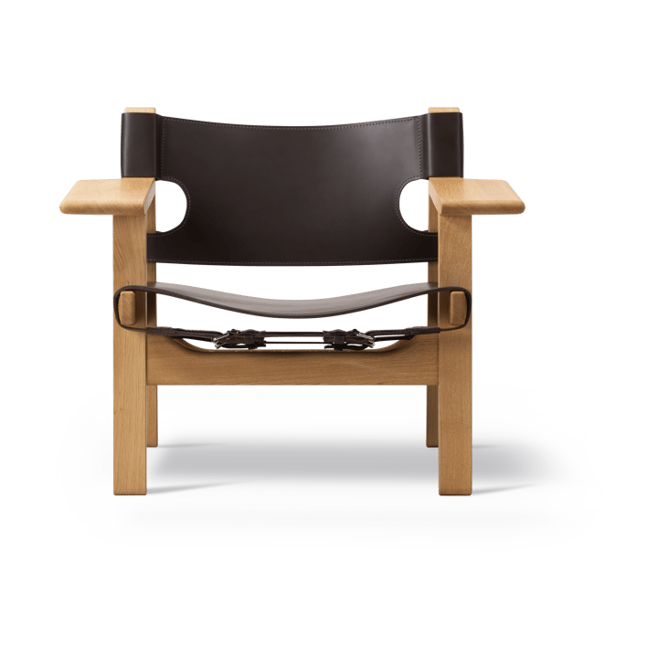 krzesło fotelowe The Spanish Chair, Skóra ciemnobrązowa - dąb olejowany Fredericia Furniture