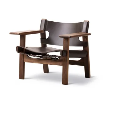 krzesło fotelowe The Spanish Chair - Skóra ciemnobrązowa - drewno orzecha włoskiego olejowane - Fredericia Furniture