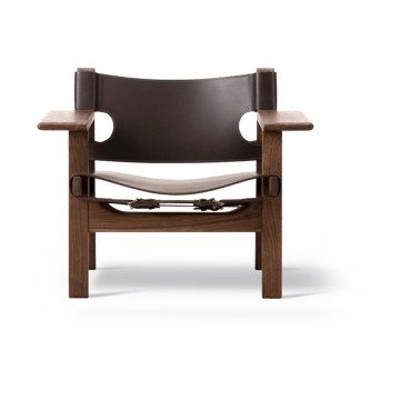 krzesło fotelowe The Spanish Chair - Skóra ciemnobrązowa - drewno orzecha włoskiego olejowane - Fredericia Furniture