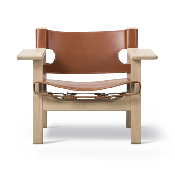 krzesło fotelowe The Spanish Chair - Skóra cognac - dąb jasny olejowany - Fredericia Furniture