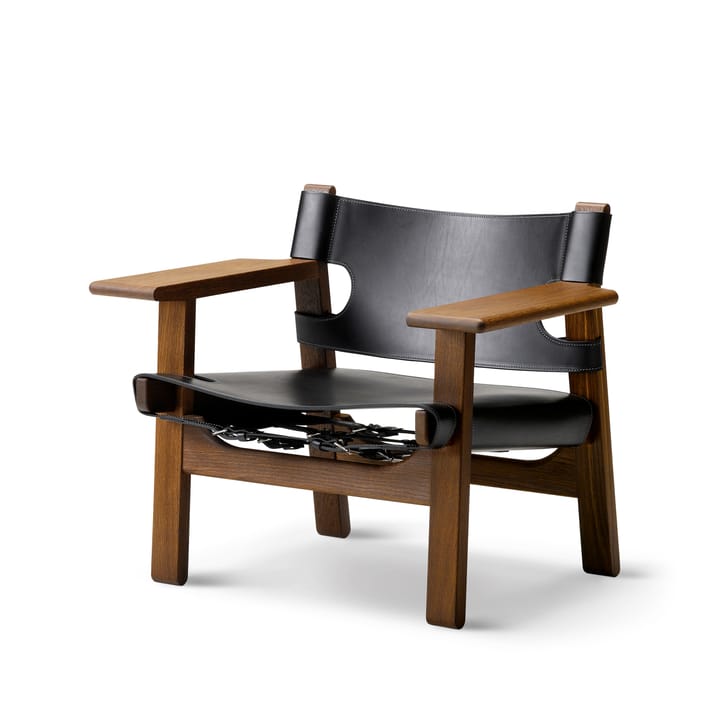 krzesło fotelowe The Spanish Chair - Skóra czarna - dąb wędzony - Fredericia Furniture