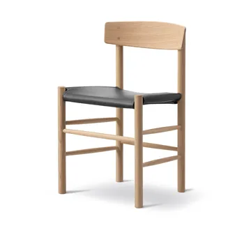 Krzesło J39 - Dąb mydlany-skóra Omni 301 czarna - Fredericia Furniture