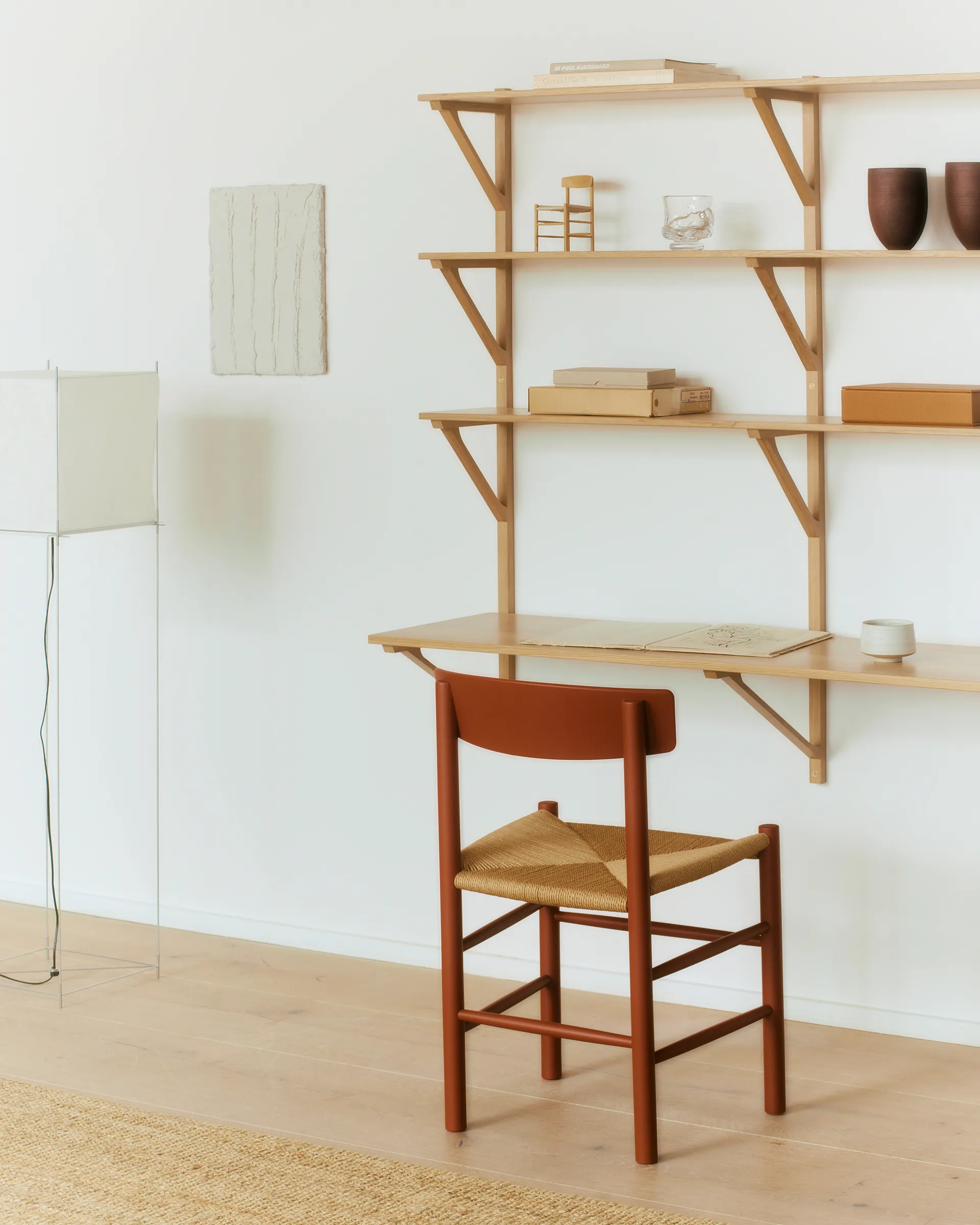 Krzesło J39, Herritage red-pleciony naturalny Fredericia Furniture