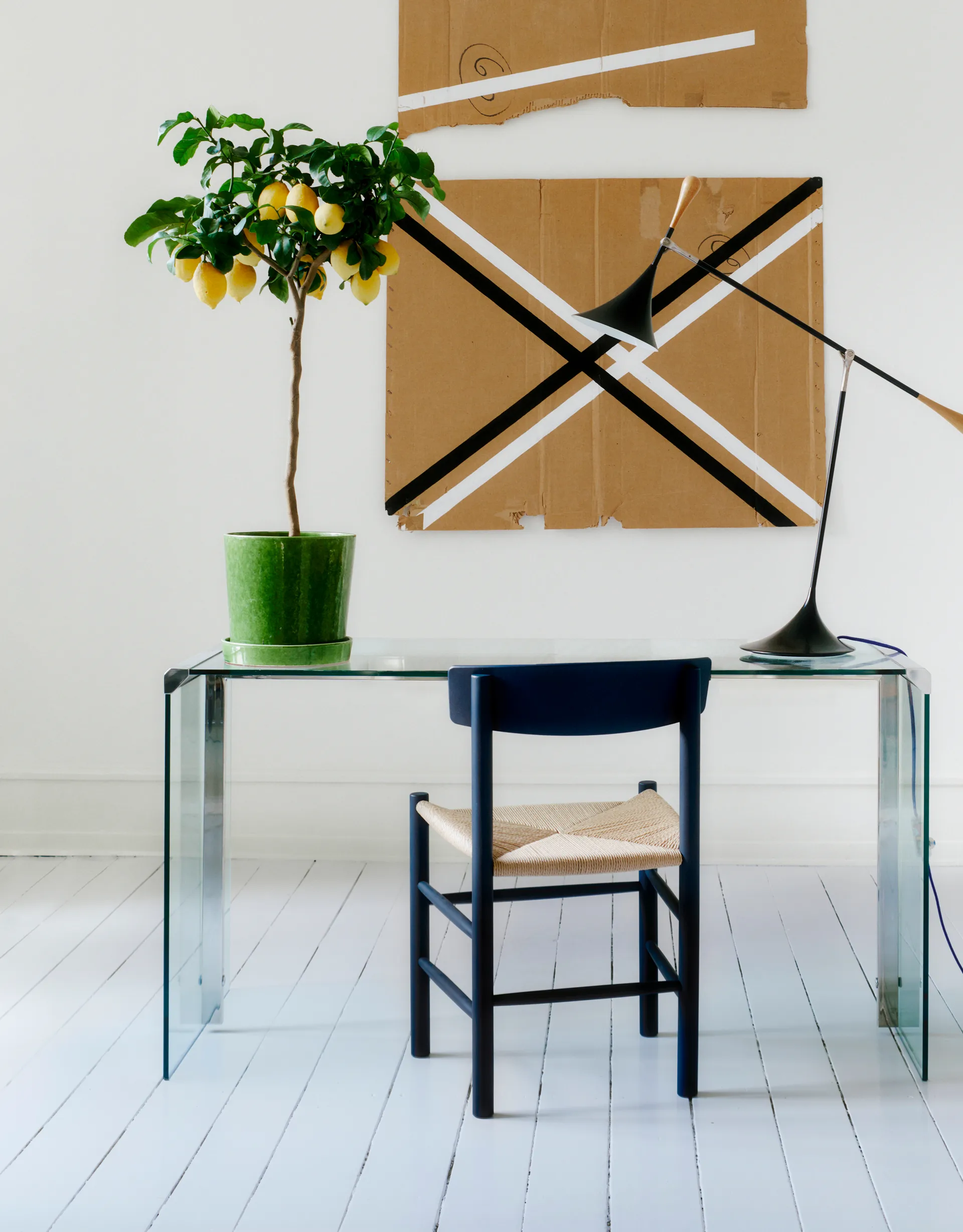 Krzesło J39, Indigo blue-pleciony naturalny Fredericia Furniture