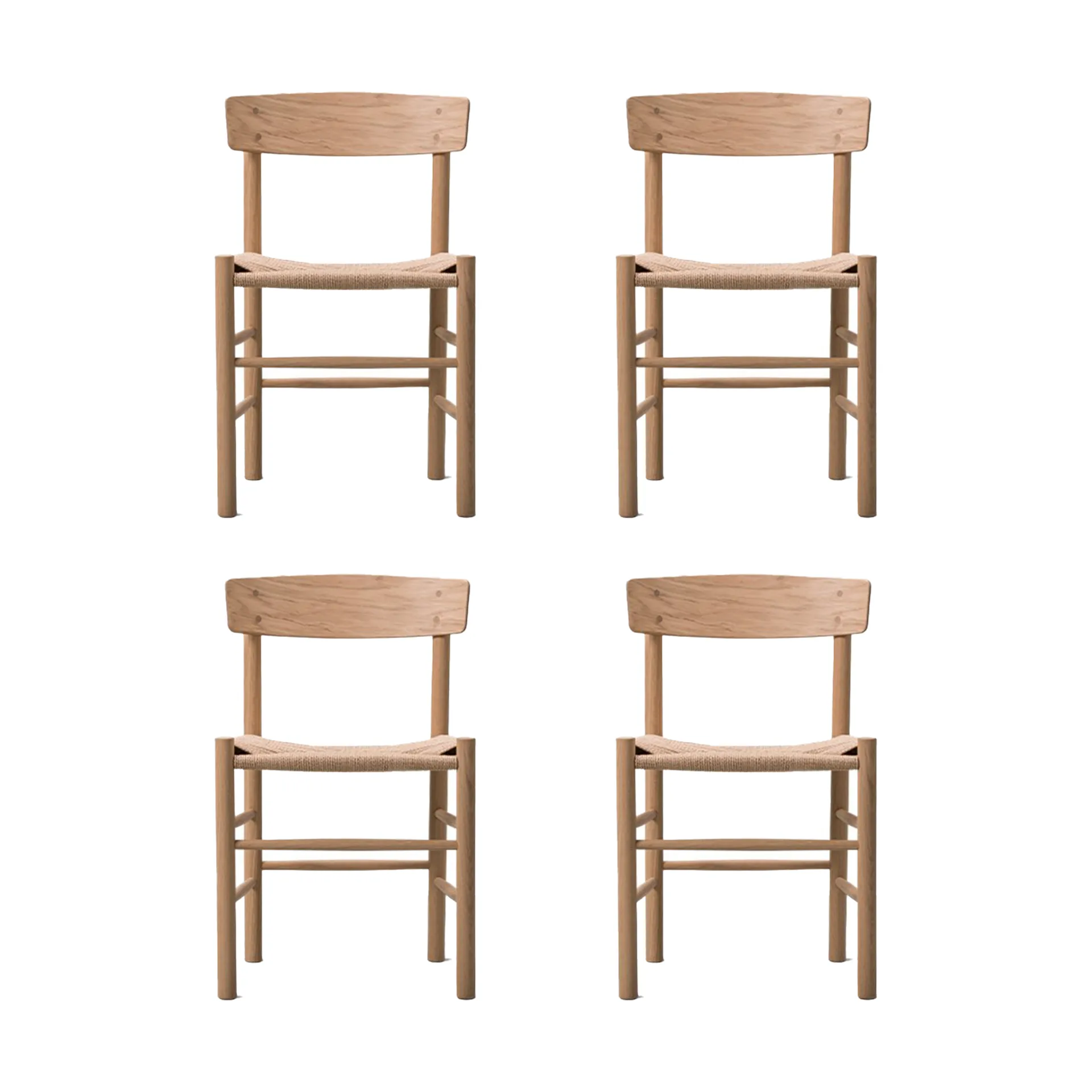 Krzesło J39, Jasny olejowany dąb-plecionka natural, zestaw 4 szt.,  Fredericia Furniture