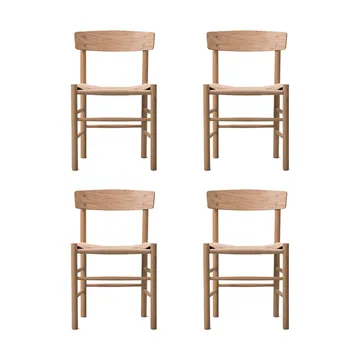 Krzesło J39, Jasny olejowany dąb-plecionka natural, zestaw 4 szt. - Fredericia Furniture