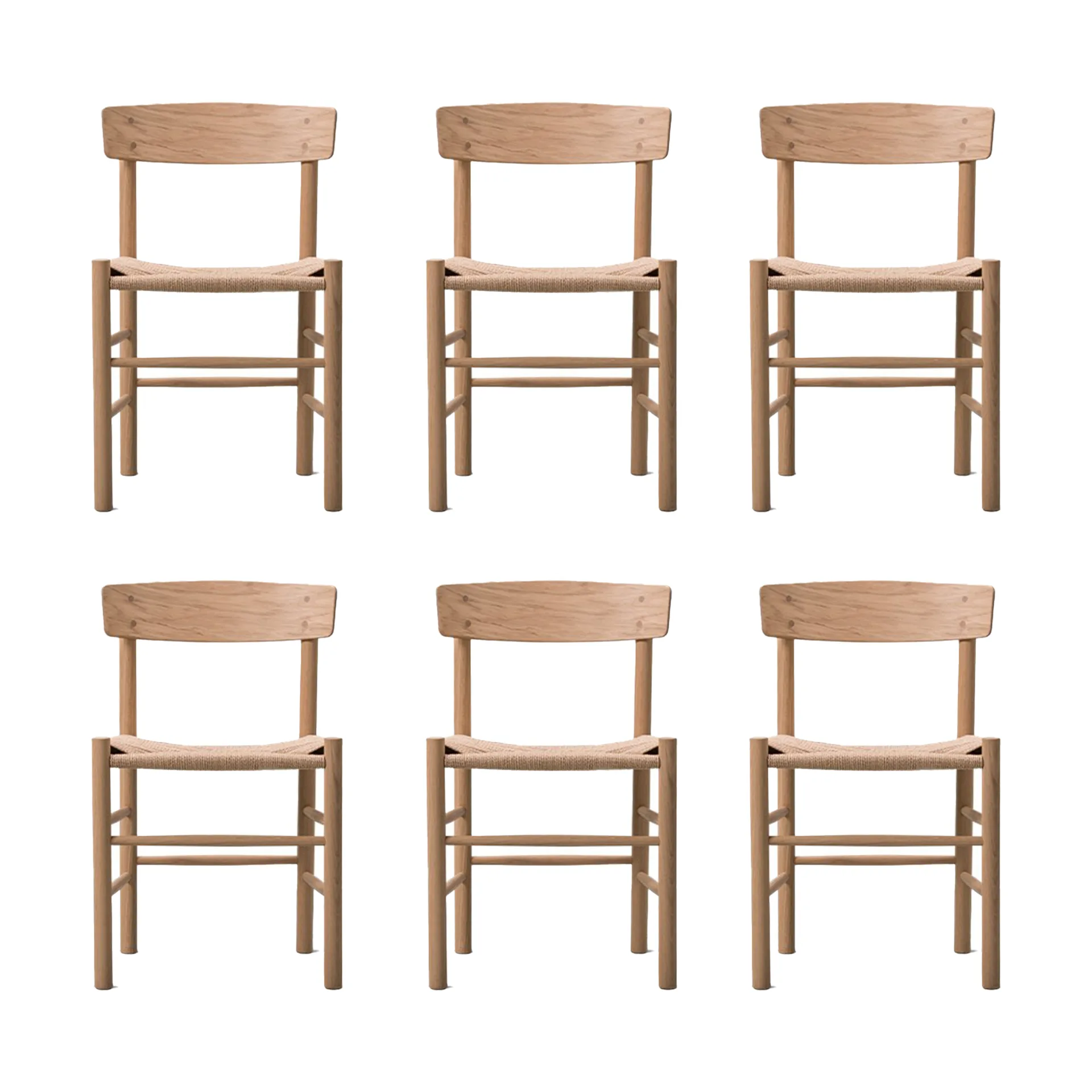 Krzesło J39, Jasny olejowany dąb-plecionka natural, zestaw 6 szt.,  Fredericia Furniture