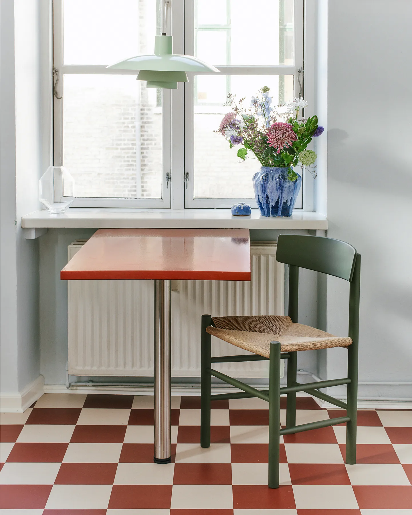 Krzesło J39, Khaki green-pleciony naturalny Fredericia Furniture