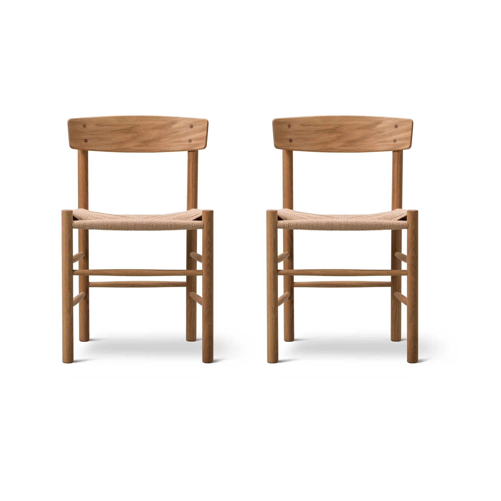 Krzesło J39, Olejowany dąb–plecionka natural, zestaw 2 szt.,  Fredericia Furniture