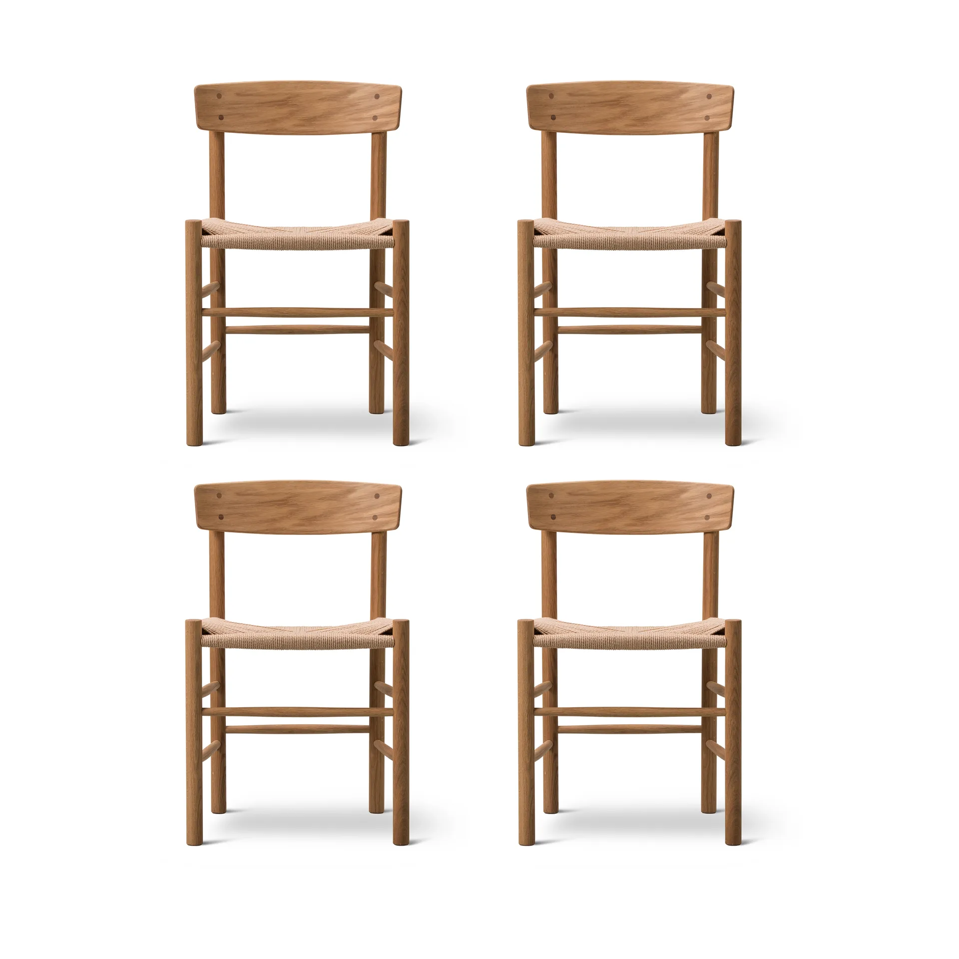 Krzesło J39, Olejowany dąb–plecionka natural, zestaw 4 szt.,  Fredericia Furniture