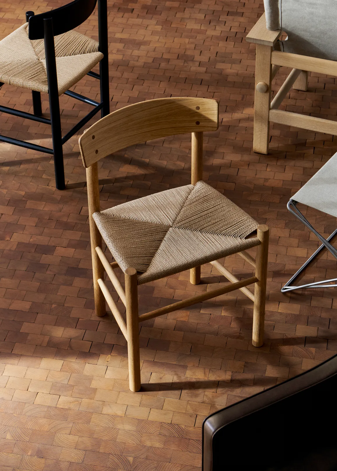 Krzesło J39, Olejowany dąb–plecionka natural, zestaw 4 szt.,  Fredericia Furniture
