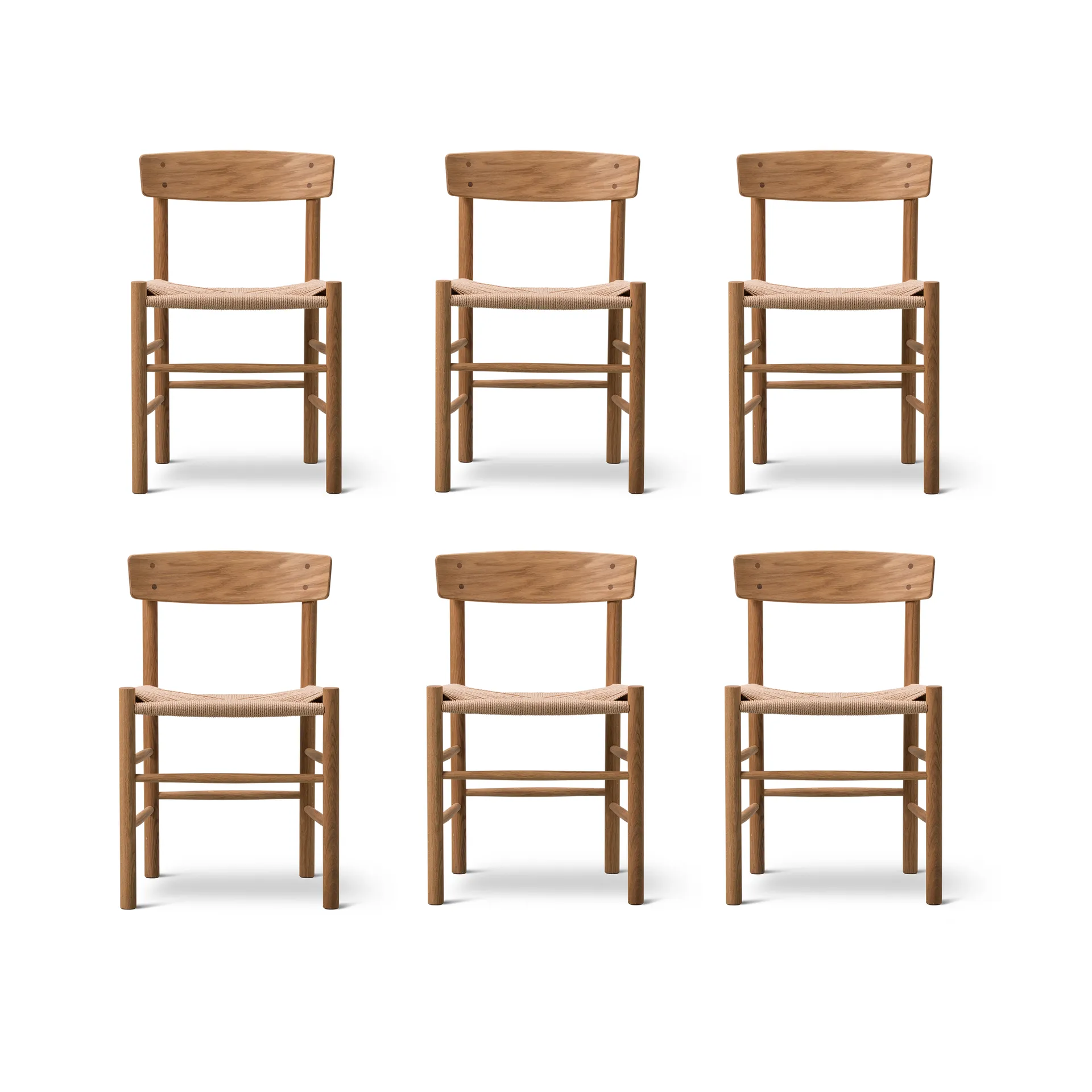 Krzesło J39, Olejowany dąb–plecionka natural, zestaw 6 szt.,  Fredericia Furniture