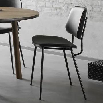 Krzesło metalowe w pełni tapicerowane Søborg 3062 - Skóra omni 307 cognac-chrom - Fredericia Furniture