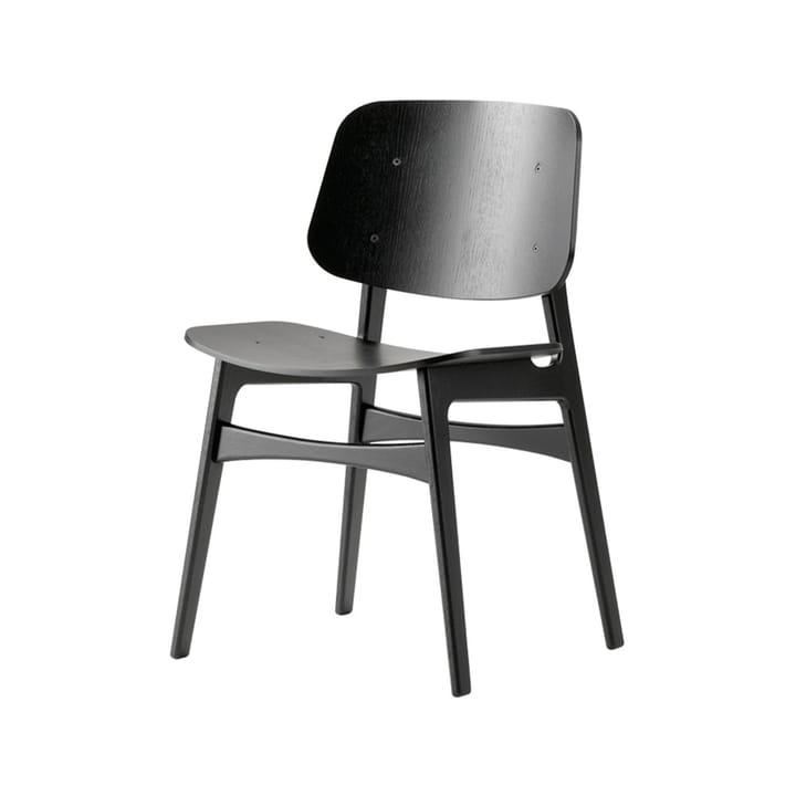 Krzesło Søborg wood  - Dąb czarny lakierowany - stelaż czarny lakierowany - Fredericia Furniture