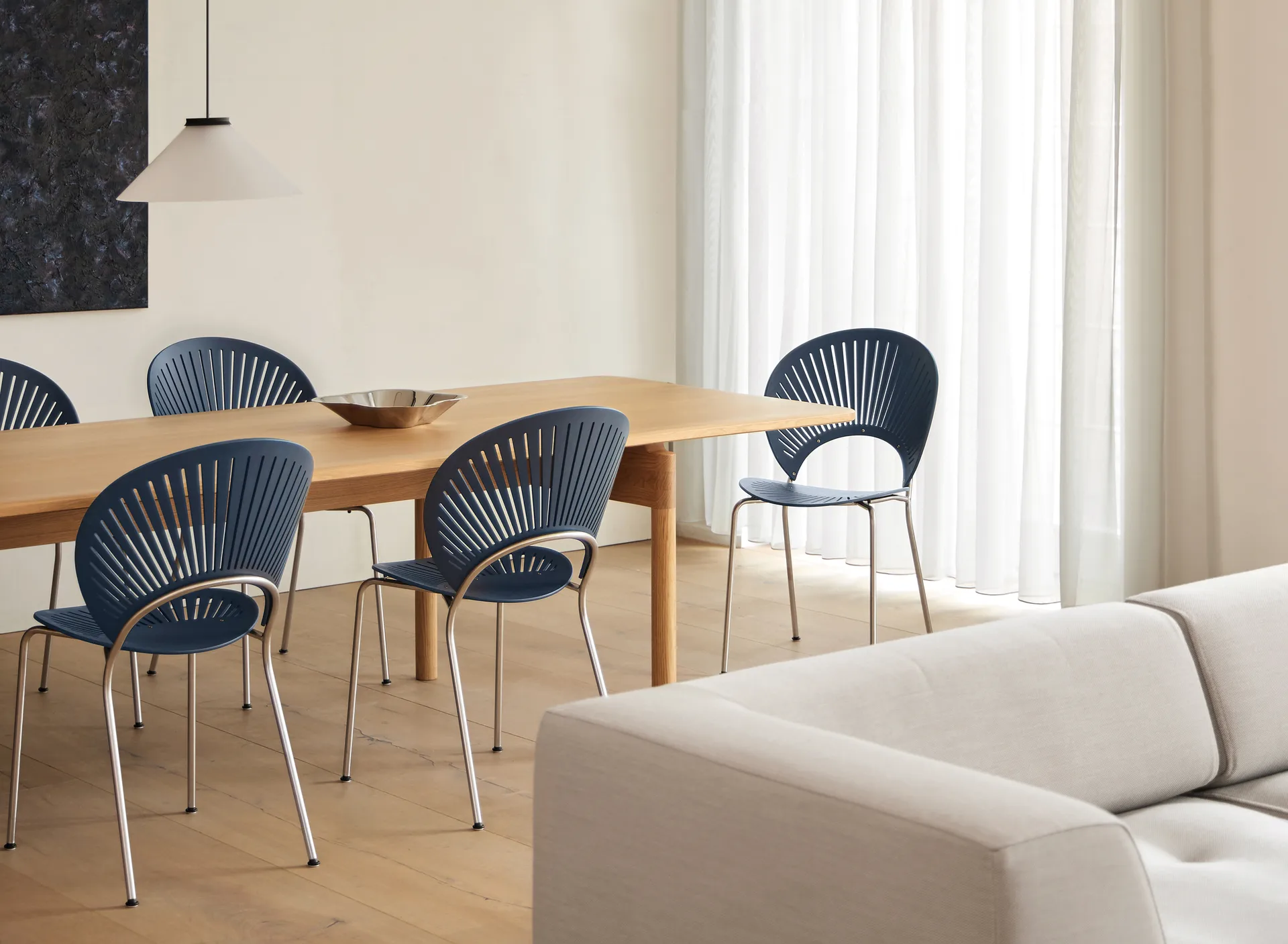 Krzesło Trinidad 3398, Nordic blue-chrom Fredericia Furniture