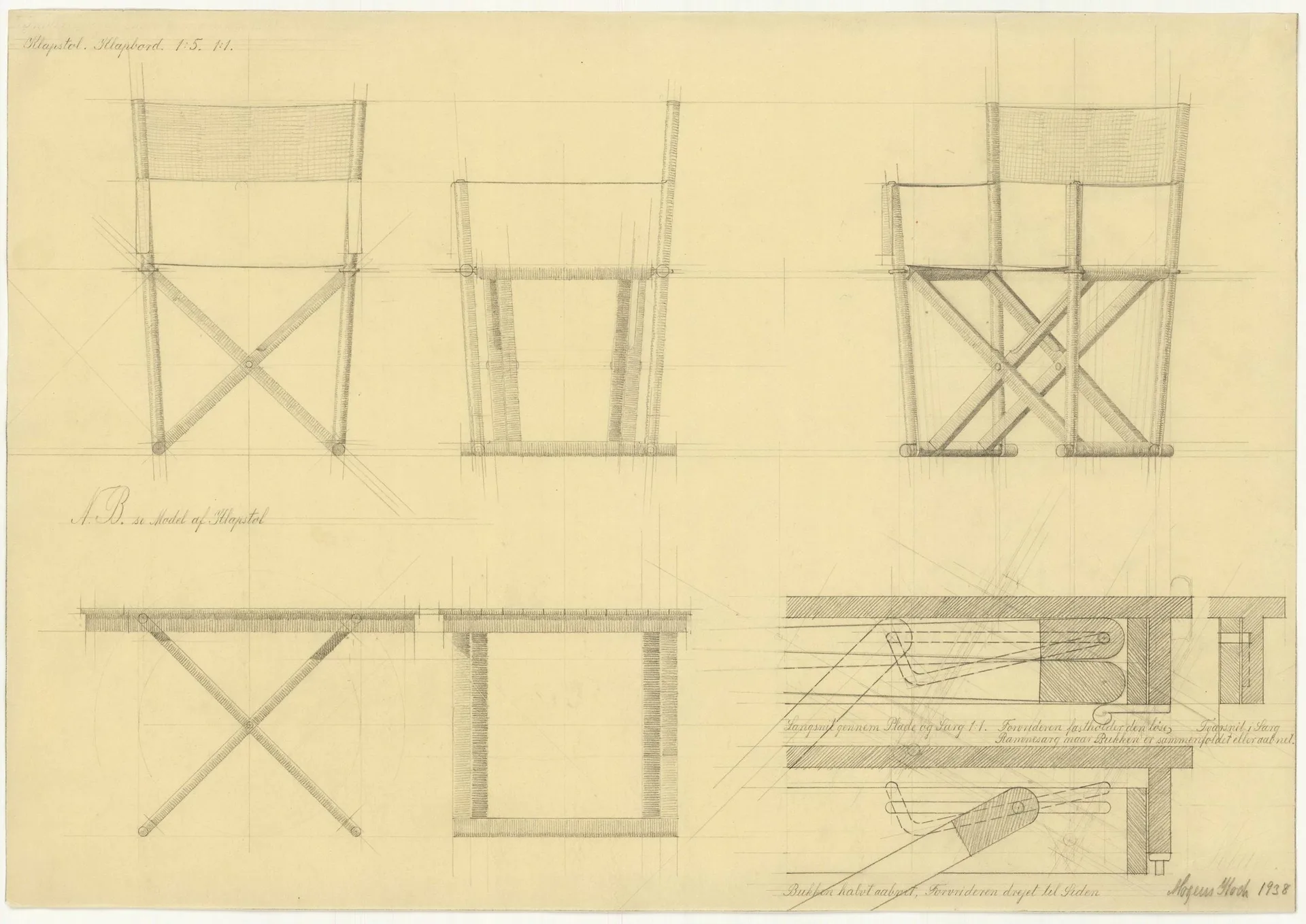 MK16 Folding Chair krzesło, Off white-olejowany dąb Fredericia Furniture