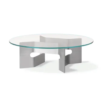 Stolik kawowy JG Ø98 cm - Szkło-szczotkowane aluminium - Fredericia Furniture