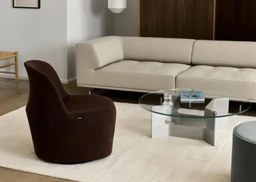 Stolik kawowy JG Ø98 cm - Szkło-szczotkowane aluminium - Fredericia Furniture