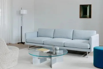 Stolik kawowy JG Ø98 cm - Szkło-szczotkowane aluminium - Fredericia Furniture