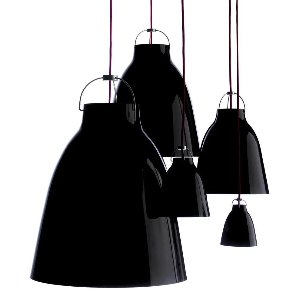 Caravaggio 1 lampa wisząca, Czarny-czarny sznurek tekstylny Fritz Hansen
