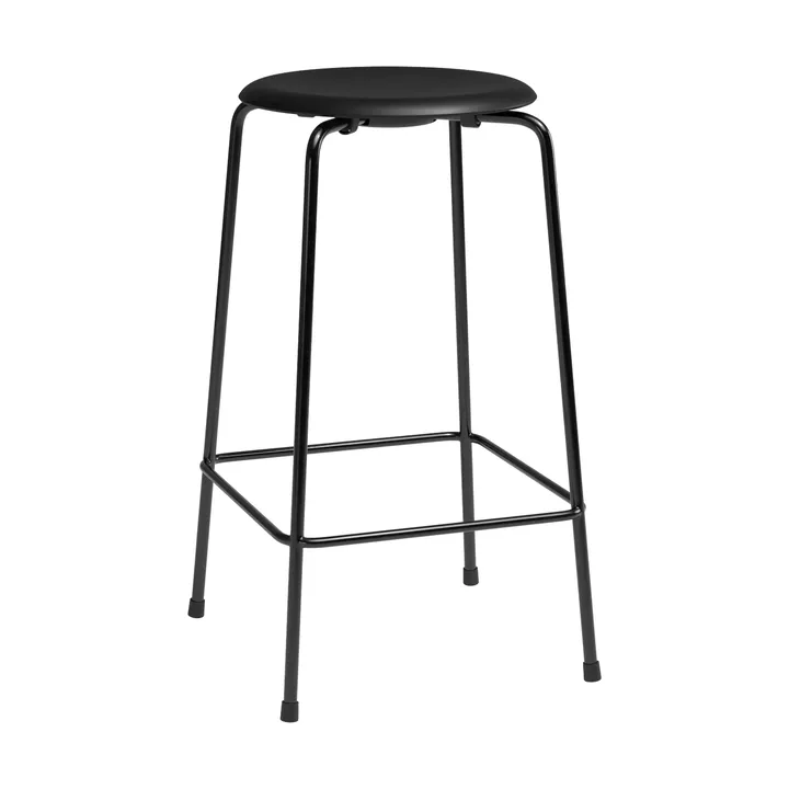 High Dot counter stool 4 nogi - Essential black skóra-czarna stal - Fritz Hansen