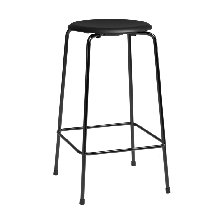 High Dot counter stool 4 nogi - Intense czarny skórzany-czarny stal - Fritz Hansen