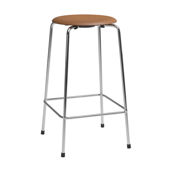 High Dot counter stool 4 nogi - Wild walnut skórzany-chrom - Fritz Hansen