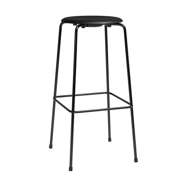 High Dot krzesło barowe - Essential czarny skórzany-czarny stal - Fritz Hansen