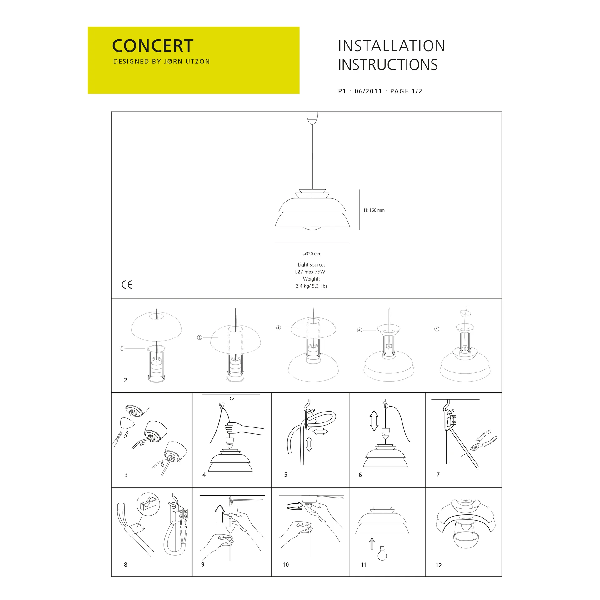 Lampa wisząca Concert biała, P1 Fritz Hansen