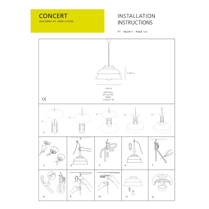 Lampa wisząca Concert bia�ła, P1 Fritz Hansen