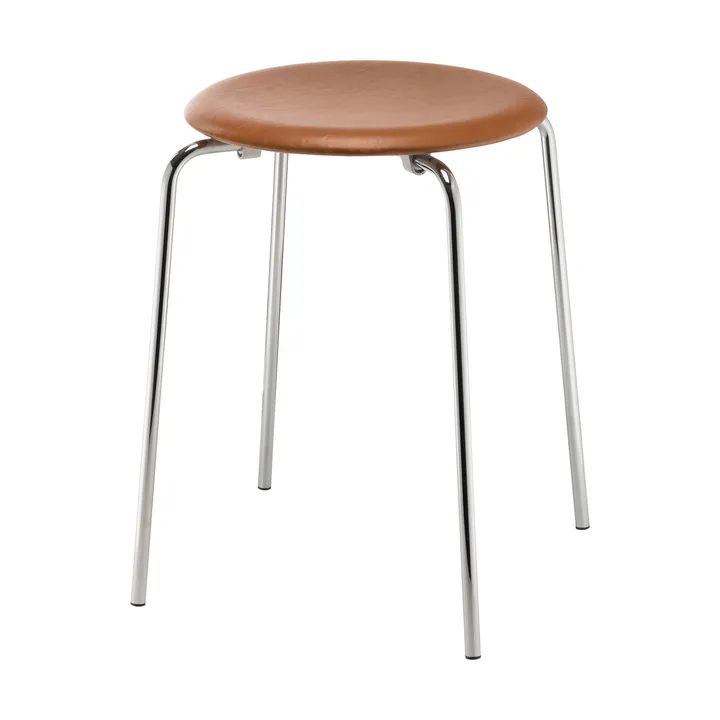 Stołek skórzany Dot  - Essential walnut-chrome - Fritz Hansen