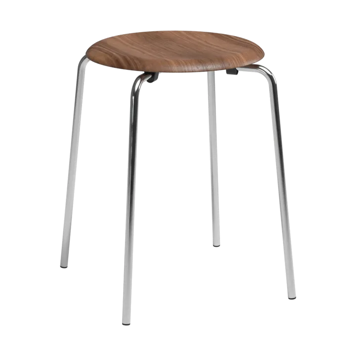 Taboret okrągły Dot - Orzech włoski-chrom, Ø32,8x45,5 cm - Fritz Hansen