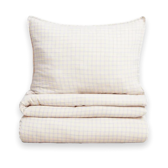 Komplet pościeli Gingham Sky Blue Muslin, 150x210 cm/50x60 cm Garbo&Friends