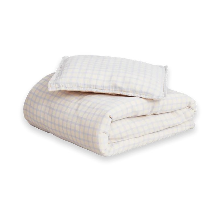 Komplet pościeli Gingham Sky Blue Muslin Baby, 70x80 cm/28x35 cm Garbo&Friends