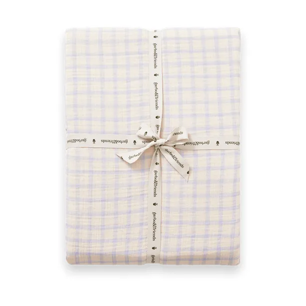 Prześcieradło z gumką Gingham Sky Blue Muslin, 180x200x30 cm Garbo&Friends