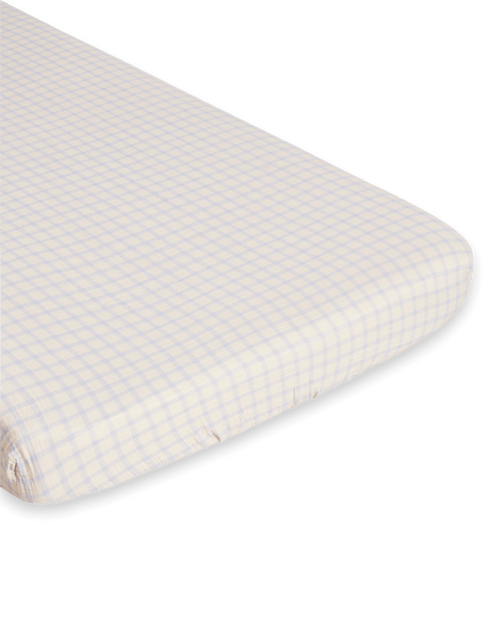 Prześcieradło z gumką Gingham Sky Blue Muslin, 90x200x30 cm Garbo&Friends