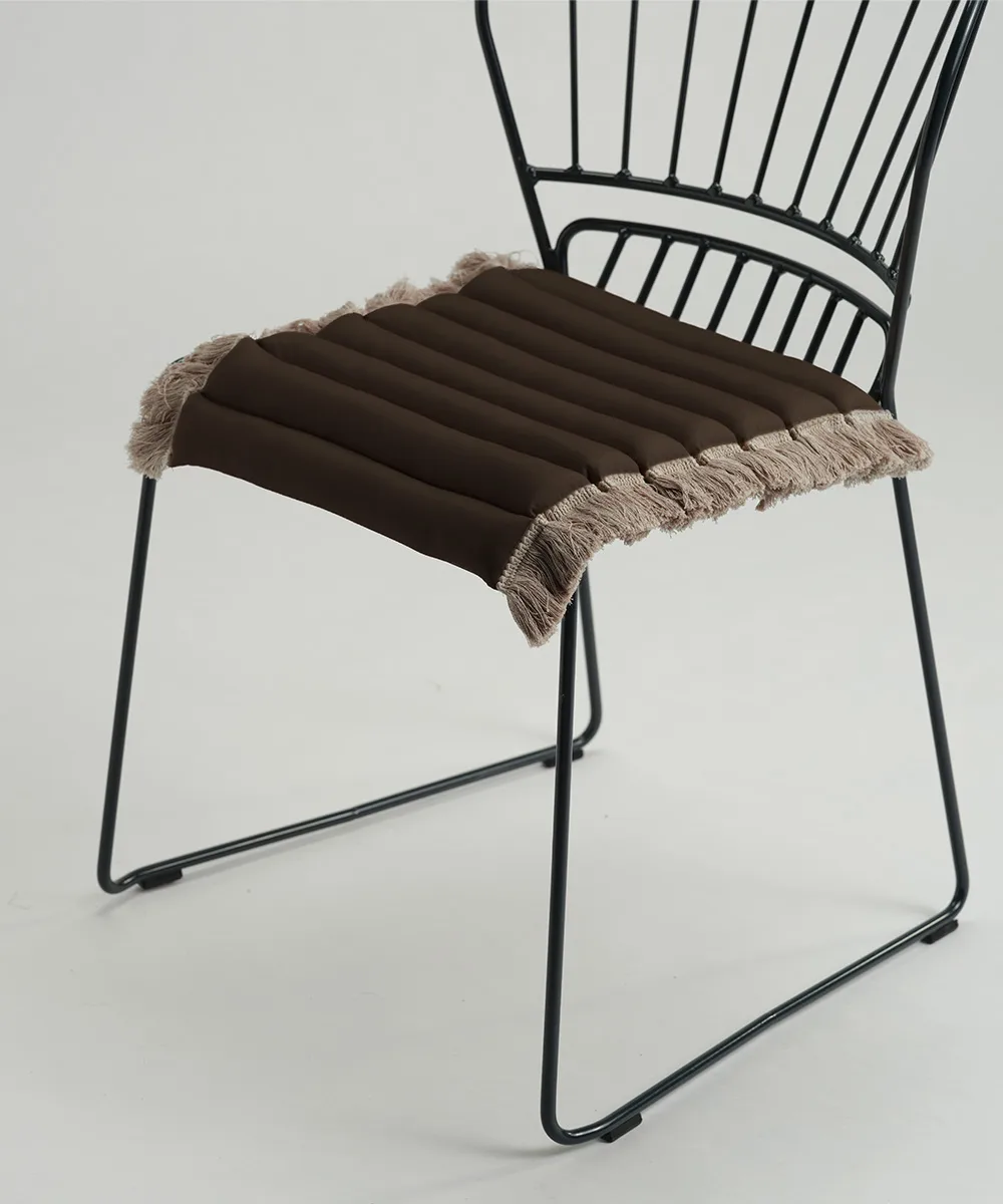 Garden Glory poduszka na krzesło z frędzlami, Beżowa, beżowe frędzle, 38x40 cm Garden Glory